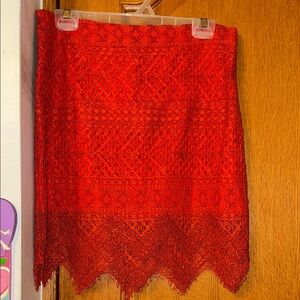 Elegant Red Lace Skirt